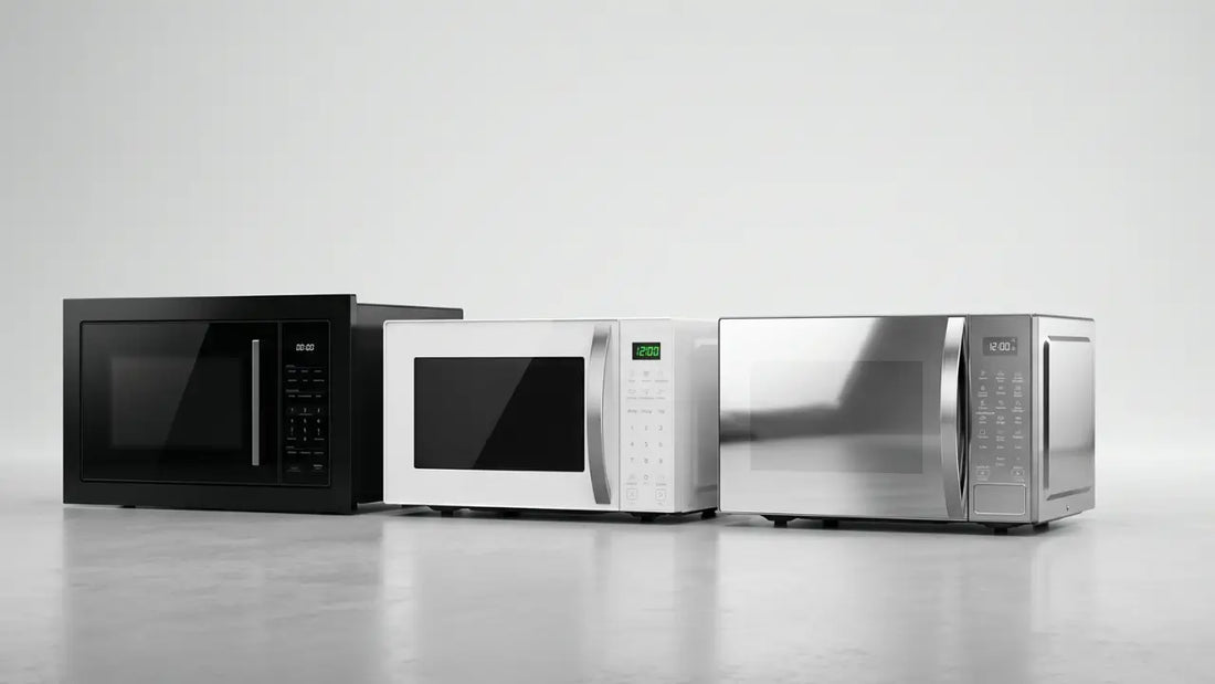 imagem de três modelos de micro-ondas 