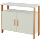 Balcão Buffet F32 Dalla Costa 89cm 2 Portas Nicho Off White e Freijó