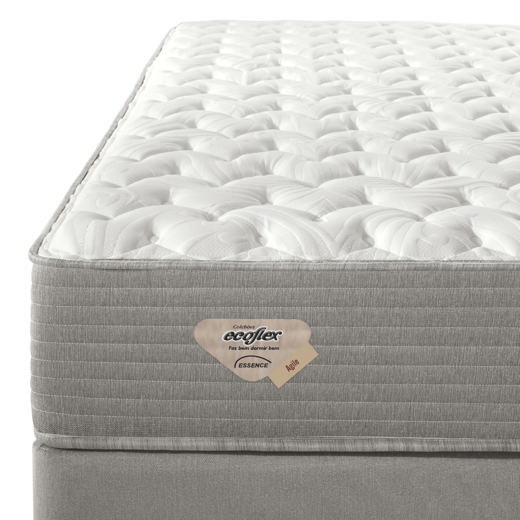 Conjunto Cama Box Agile Solteiro King Ecoflex 120x198x55cm Molas Ensacadas Cinza Chumbo
