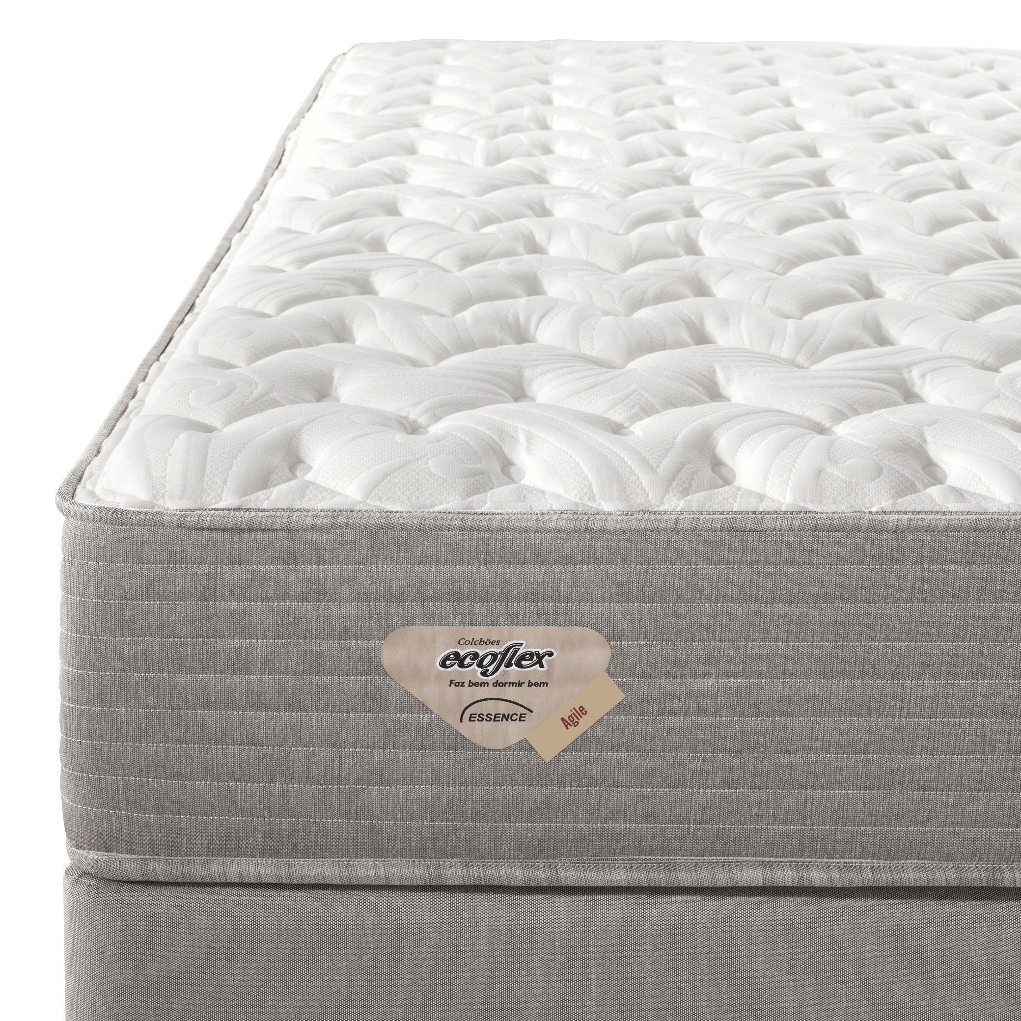 Conjunto Cama Box Agile Solteiro King Ecoflex 120x198x55cm Molas Ensacadas Cinza Chumbo