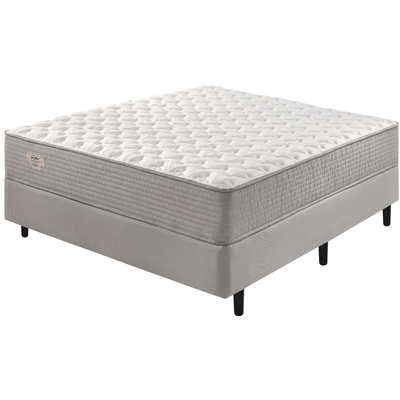 Conjunto Cama Box Agile Solteiro King Ecoflex 120x198x55cm Molas Ensacadas Cinza Chumbo