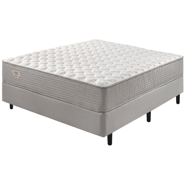 Conjunto Cama Box Agile Solteiro King Ecoflex 120x198x55cm Molas Ensacadas Cinza Chumbo