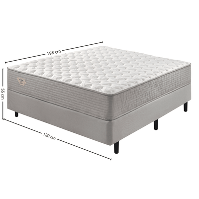 Conjunto Cama Box Agile Solteiro King Ecoflex 120x198x55cm Molas Ensacadas Cinza Chumbo