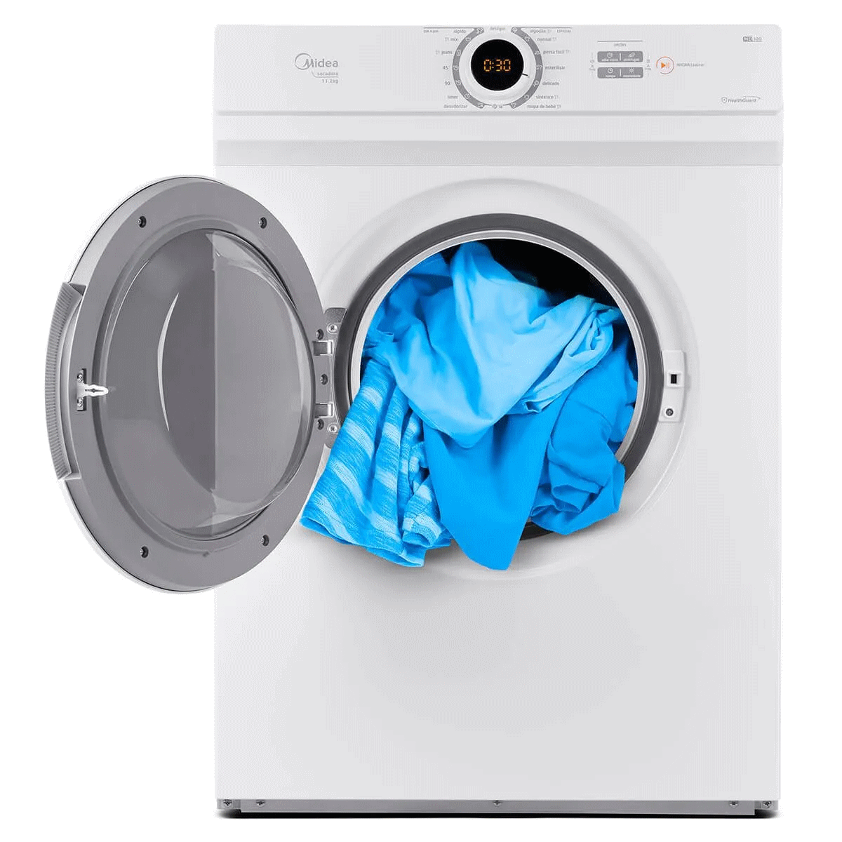 Secadora Midea HealthGuard 11,2Kg 15 Programas de Secagem Cesto Inox Branco 220V