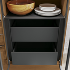 Cristaleira Vibra Kappesberg 80cm 2 Portas com LED Canela e Grafite