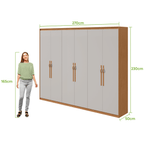 Roupeiro Suavitá Lopas 270cm 100% MDF 6 Portas Amêndoa e Off White