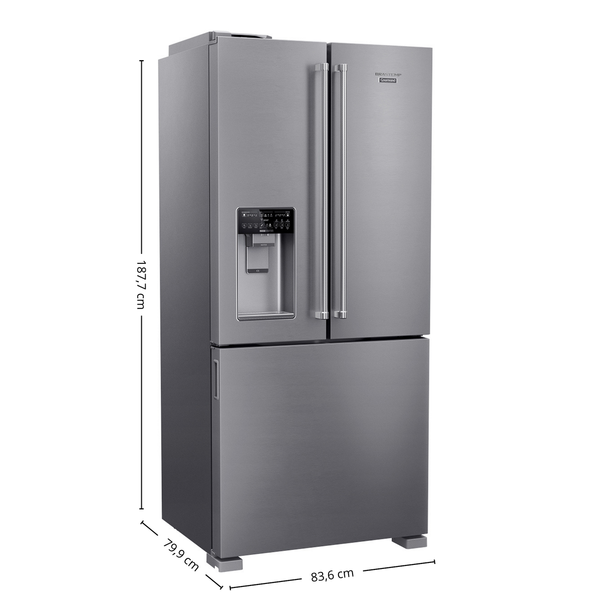 Refrigerador Brastemp 544L BRH86M French Door Gourmand Inverter Água e Gelo na Porta Inox 220V