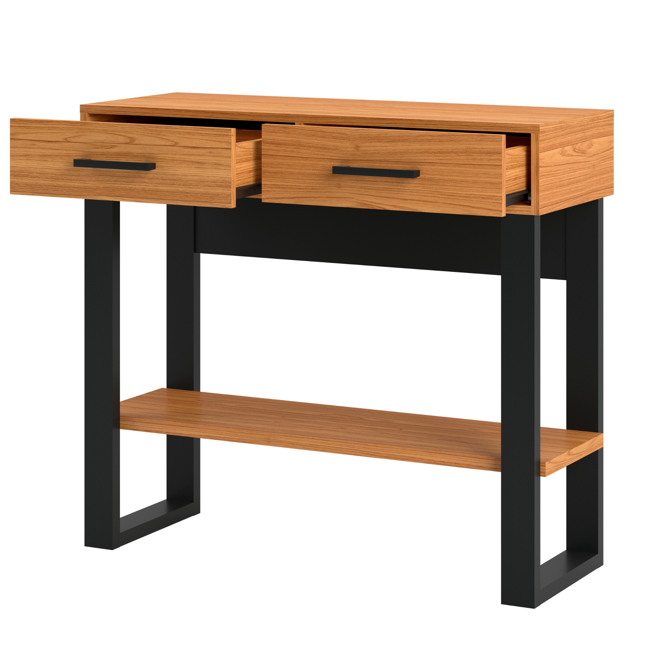 Aparador Industrial Dalla Costa 89cm 2 Gavetas F31 Freijó e Preto