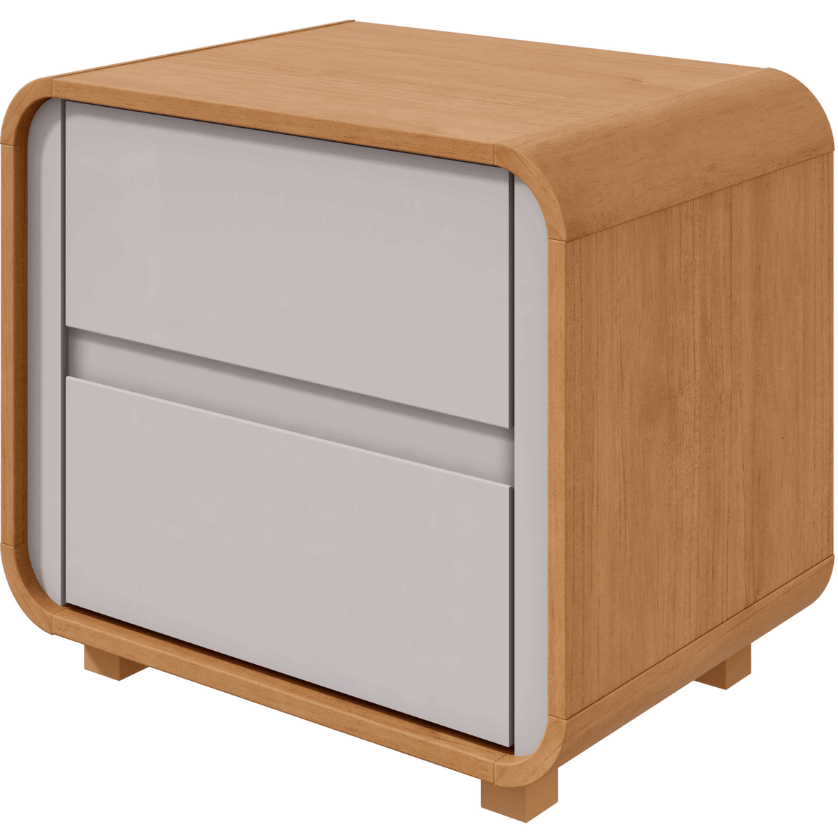 Mesa de Cabeceira Loop Lopas 55cm 2 Gavetas com Pés Amêndoa e Off White