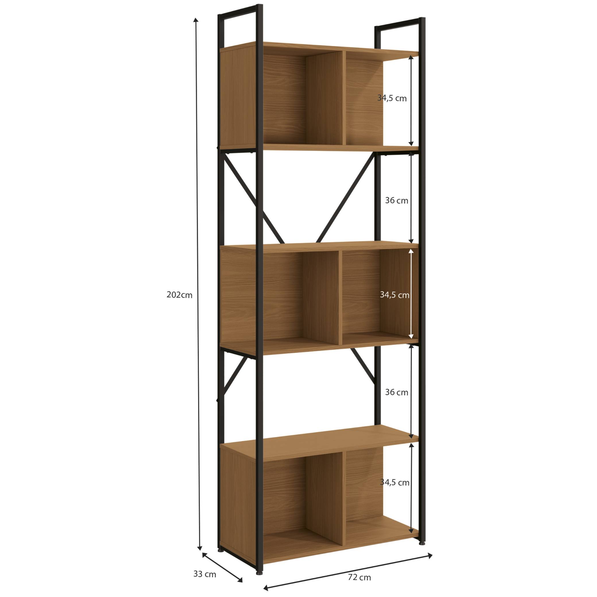 Estante Industrial Kappesberg com Nichos LI014 Canela e Preto Fosco