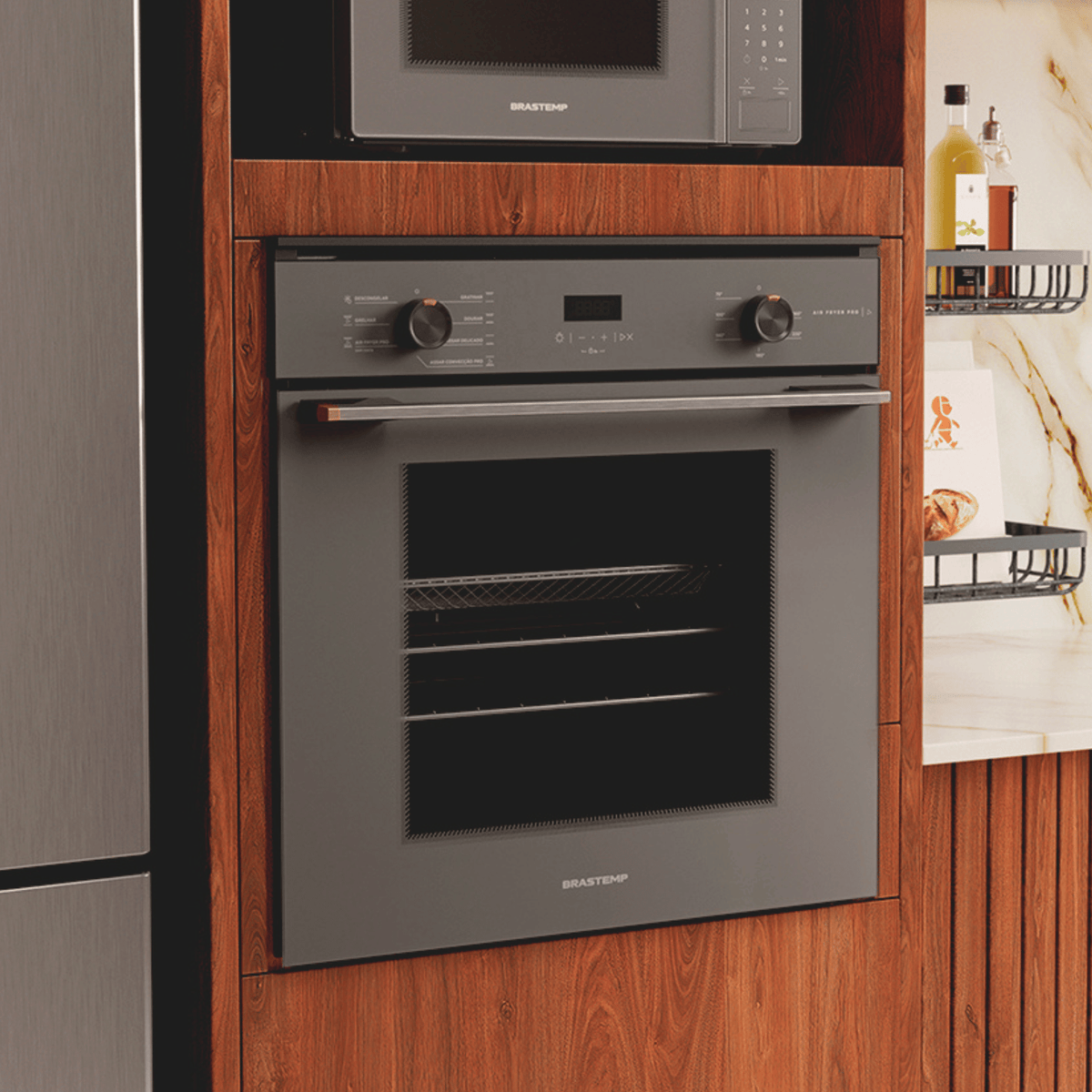 Forno de Embutir Elétrico Brastemp 84L BOX84AR com Air Fryer Pro Cinza 220V