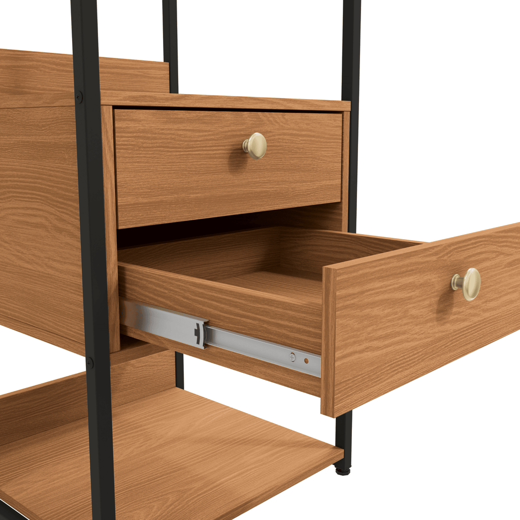 Armário Industrial Closet LI050 Kappesberg 48cm 5 Prateleiras 2 Gavetas Canela e Preto Fosco