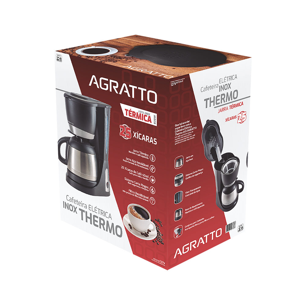 Cafeteira Elétrica Agratto Thermo CET25 25 Xícaras Inox 220V