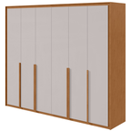 Roupeiro Imperatore Lopas  274cm 100% MDF 6 Portas com Puxador em Madeira Amêndoa e Off White