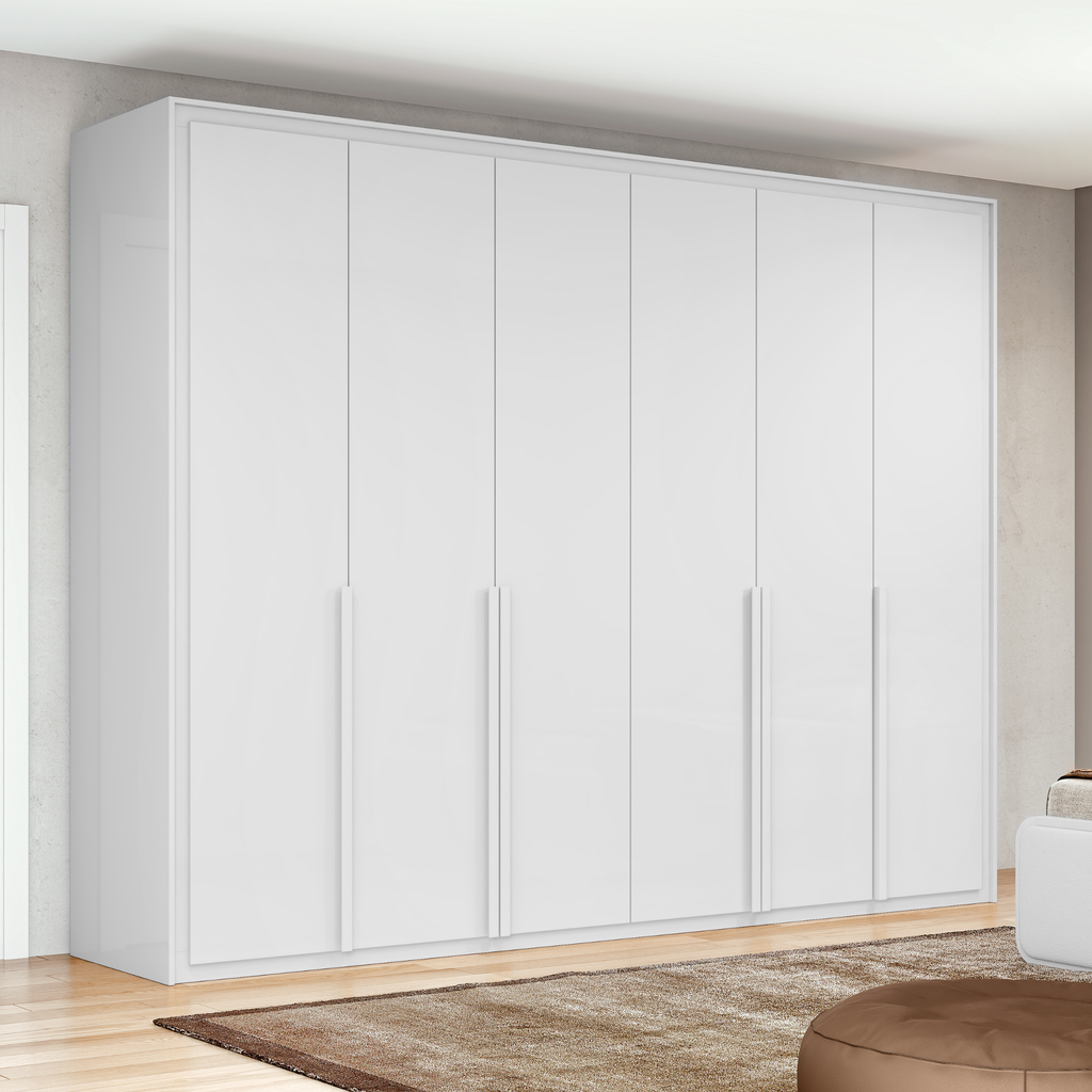 Roupeiro Imperatore Lopas  274cm 100% MDF 6 Portas com Puxador em Madeira Branco
