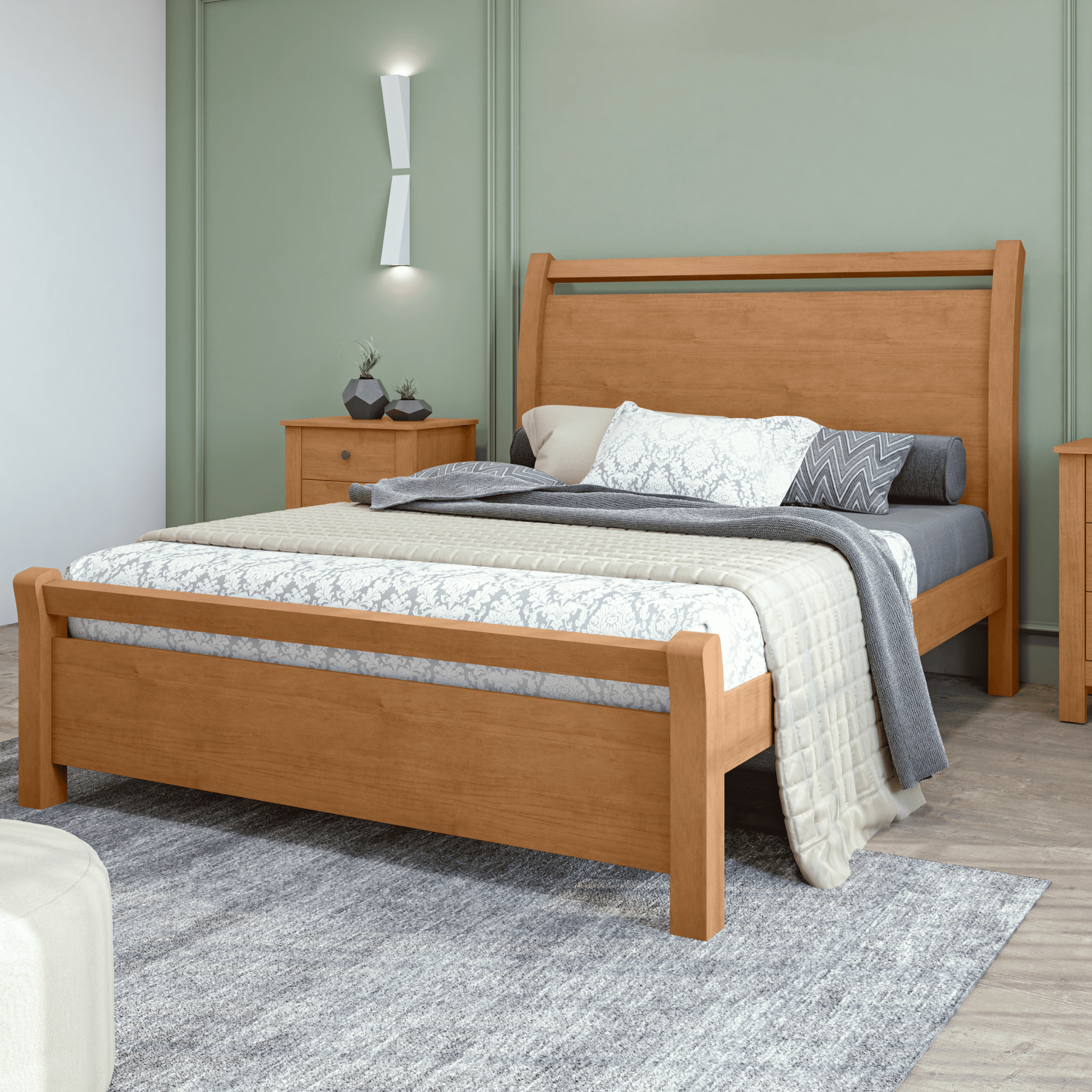 Cama Reali Casal Lopas 140cm Amêndoa Clean