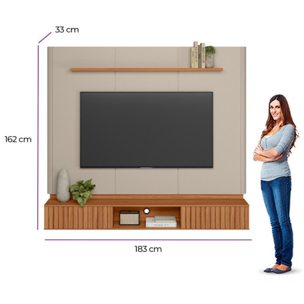 Home Painel Suspenso Amarante Linea 183cm Canela e Off White