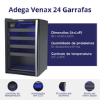 Conjunto Venax Cervejeira 102L Blue Ligth + Adega 24 Garrafas Piubella Porta Invertida Preto Fosco 220V