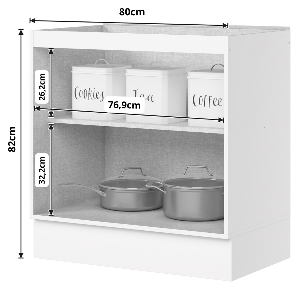 Balcão de Cozinha Americana Henn 100% MDF 2 Portas 80cm Branco HP