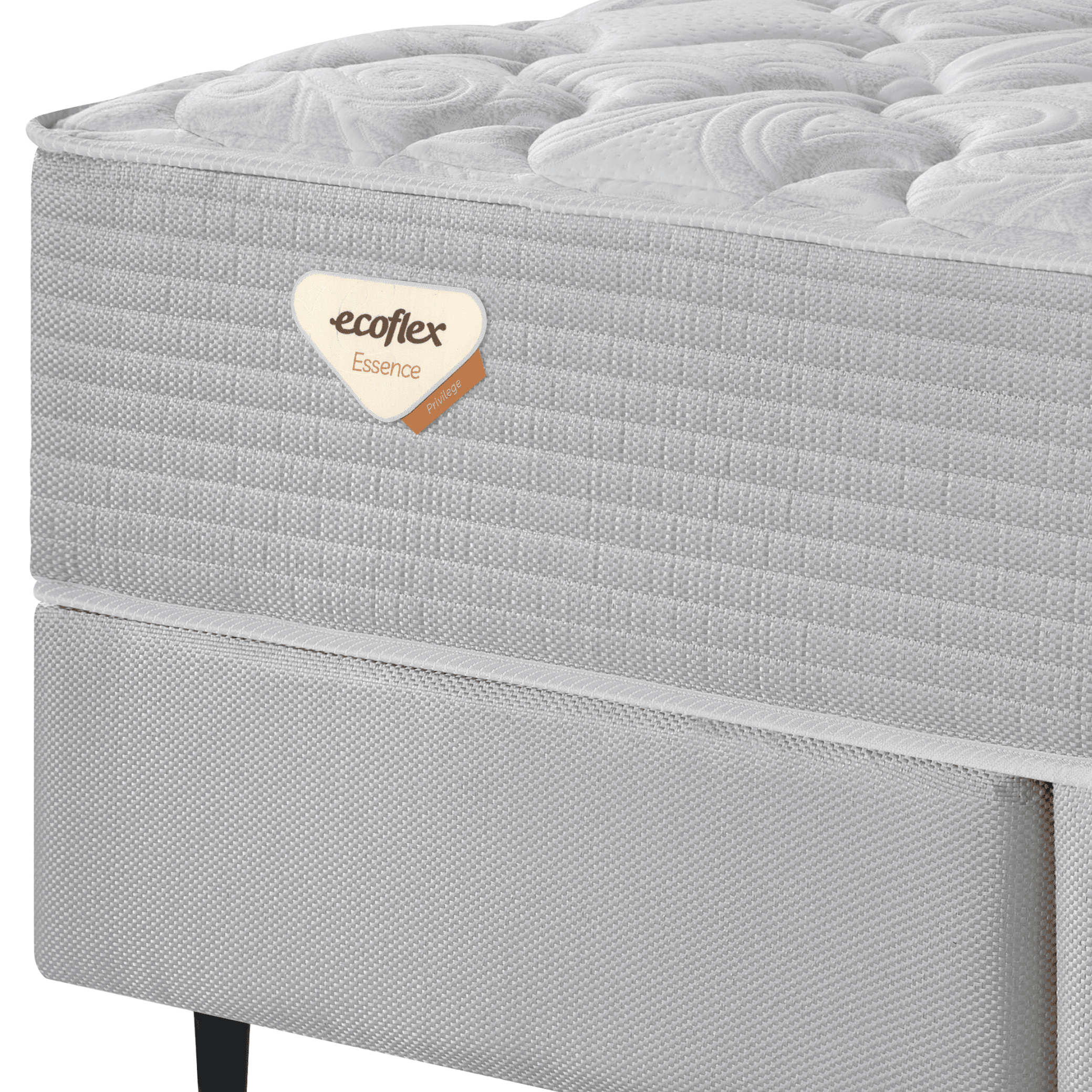 Conjunto Cama Box Privilege Queen Ecoflex 158x198x72cm Molas Ensacadas Wide Cinza Claro