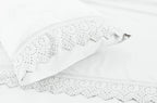 Jogo de Roupa de Cama King 4 Peças Hedrons Rendas Toque de Algodão Branco