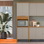 Paneleiro Torre Quente Allure Linea 100% MDF 70cm 4 Portas 1 Porta Condimentos Jequitibá e Gris