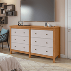 Cômoda Maggiore Lopas 6 Gavetas 162cm Amêndoa e Off White