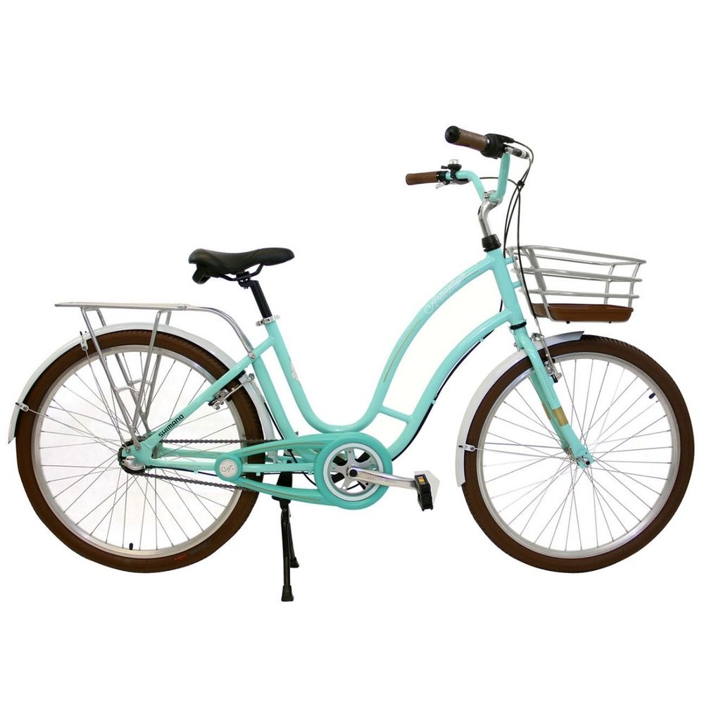 Bicicleta Nathor Aro 26 Retrô Feminina Antonella Verde Acqua