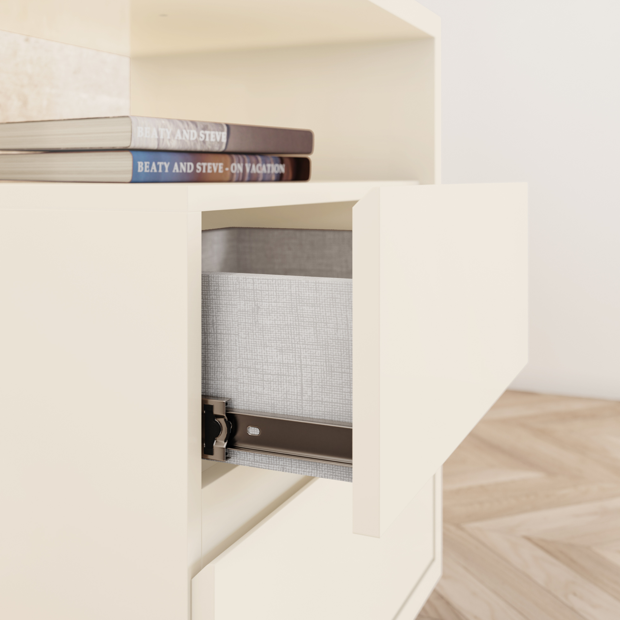 Mesa de Cabeceira Campeche Henn 2 Gavetas Off White