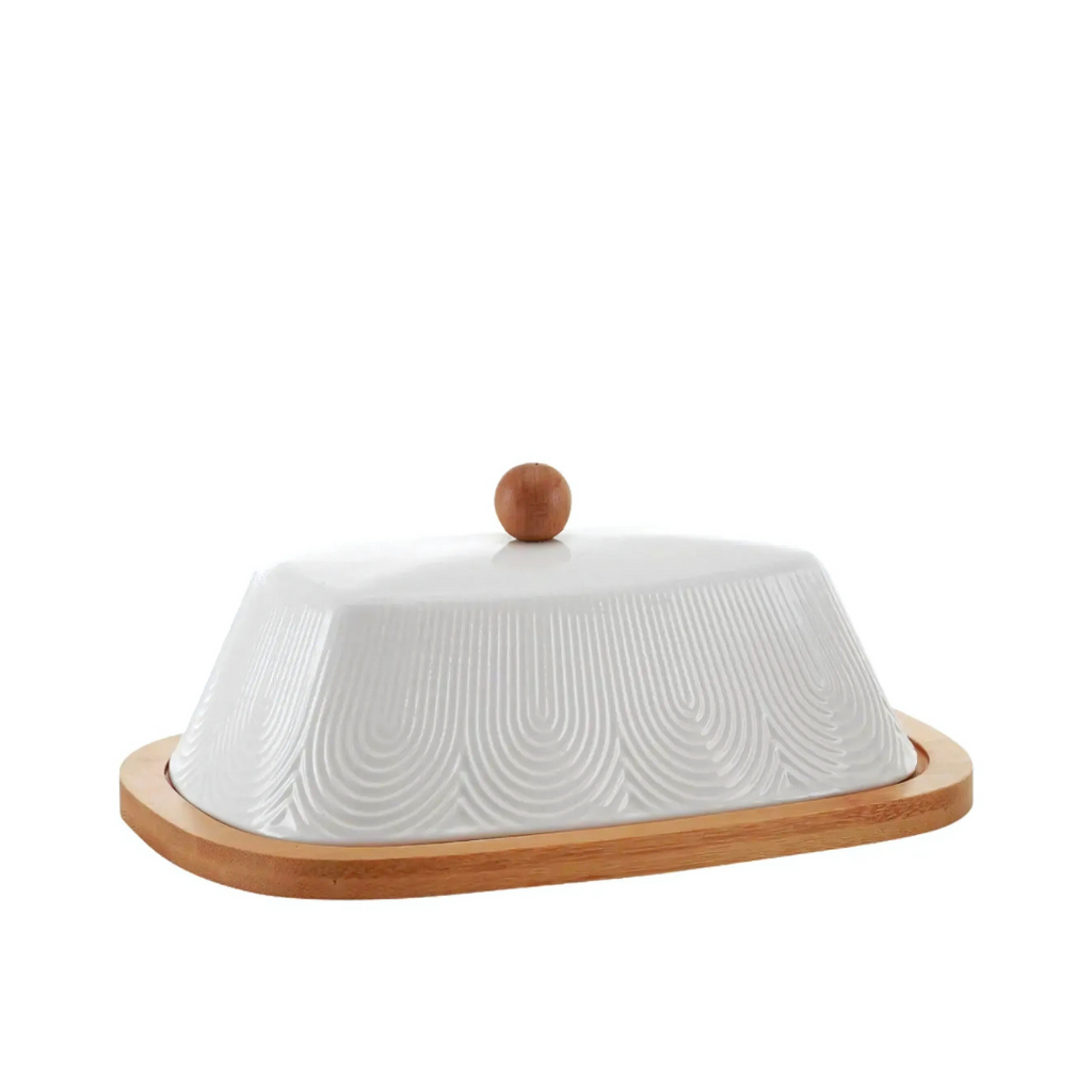 Manteigueira  de Cerâmica Etilux Oasis com Base em Bambu