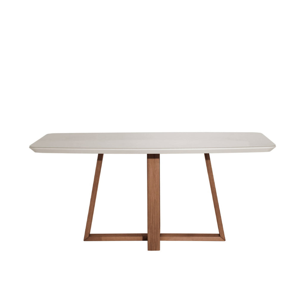 Mesa Retangular Bennett Província 180x90cm Natural Tampo com Vidro Off White