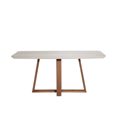 Mesa Retangular Bennett Província 180x90cm Natural Tampo com Vidro Off White