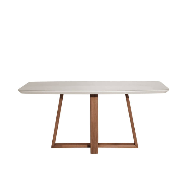 Mesa Retangular Bennett Província 180x90cm Natural Tampo com Vidro Off White