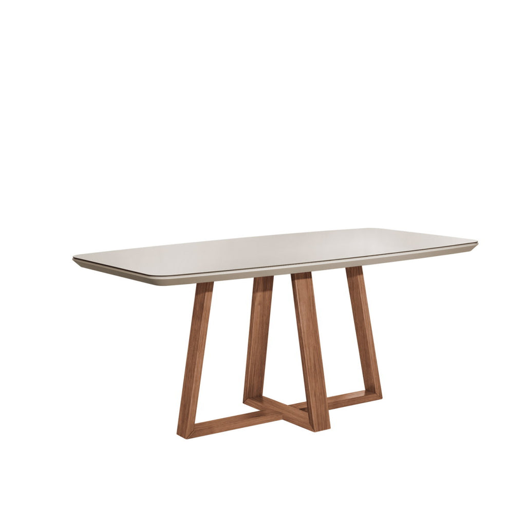 Mesa Retangular Bennett Província 180x90cm Natural Tampo com Vidro Off White