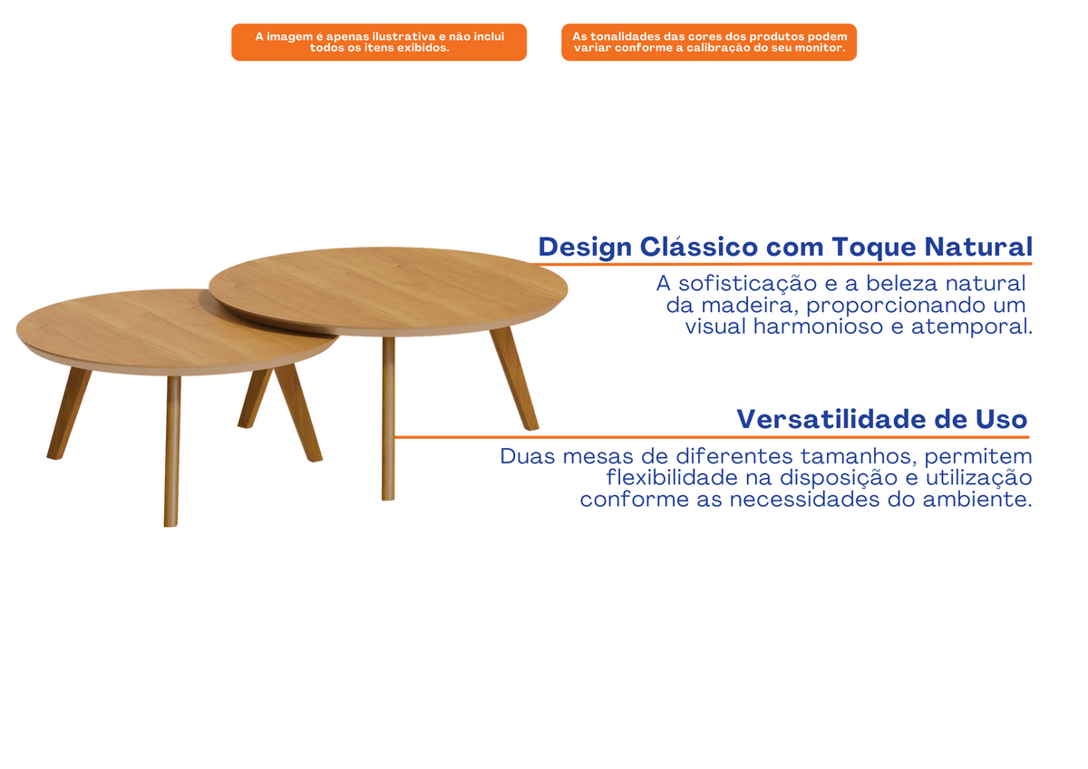 Conjunto de 2 Mesas de Centro Classic Imcal  Nature