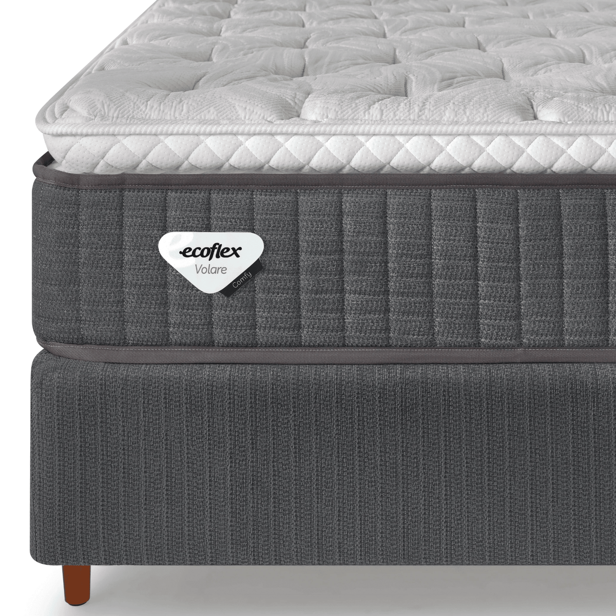 Conjunto Cama Box Comfy King Ecoflex 193x203x76cm Molas Ensacadas Grafite