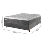 Conjunto Cama Box Comfy King Ecoflex 193x203x76cm Molas Ensacadas Grafite