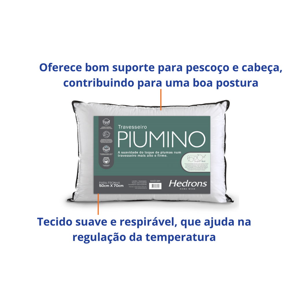 Travesseiro Hedrons Piumino 50x70cm Branco