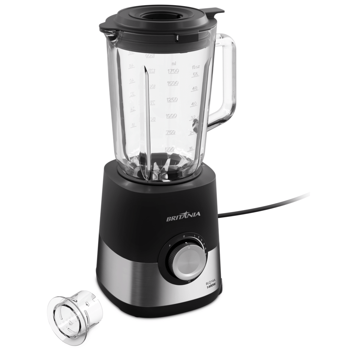 Liquidificador Britania 2,3L BLQ14A Jarra em Vidro 1400W Inox 220V