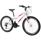 Bicicleta Caloi Aro 24 Ceci Freio V-Brake 21 Velocidades com Cestinha Branco