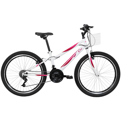 Bicicleta Caloi Aro 24 Ceci Freio V-Brake 21 Velocidades com Cestinha Branco