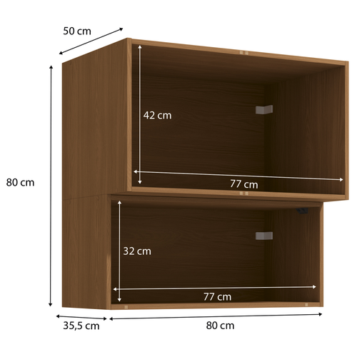 Armário Aéreo de Cozinha Vibra Kappesberg 80cm 3 Portas Canela e Grafite