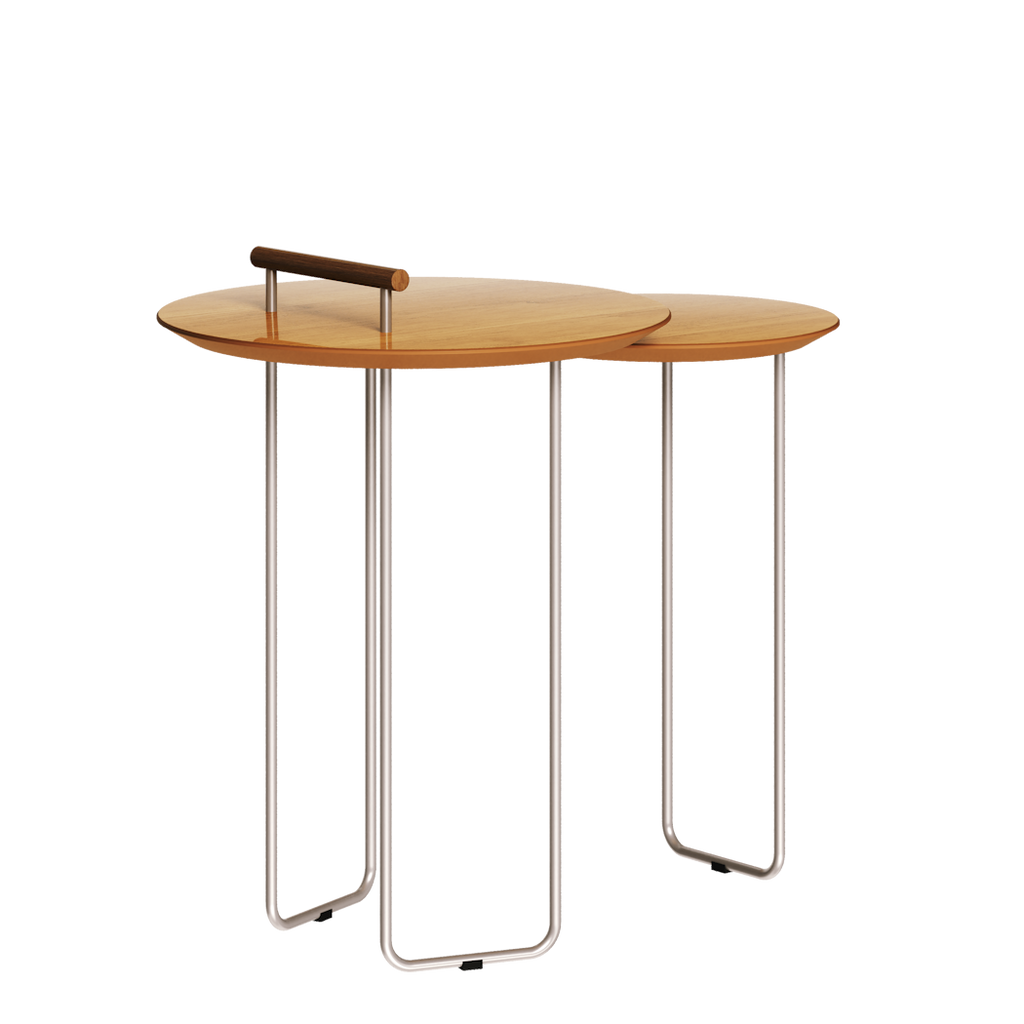 Mesa Side Lateral Dupla Imcal Pés em Metal Nature