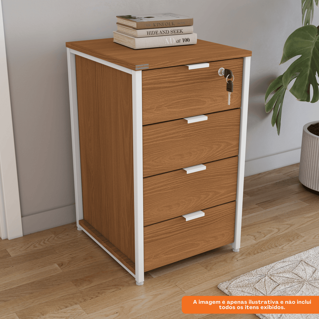 Gaveteiro Industrial Kappesberg LI045 Canela e Branco