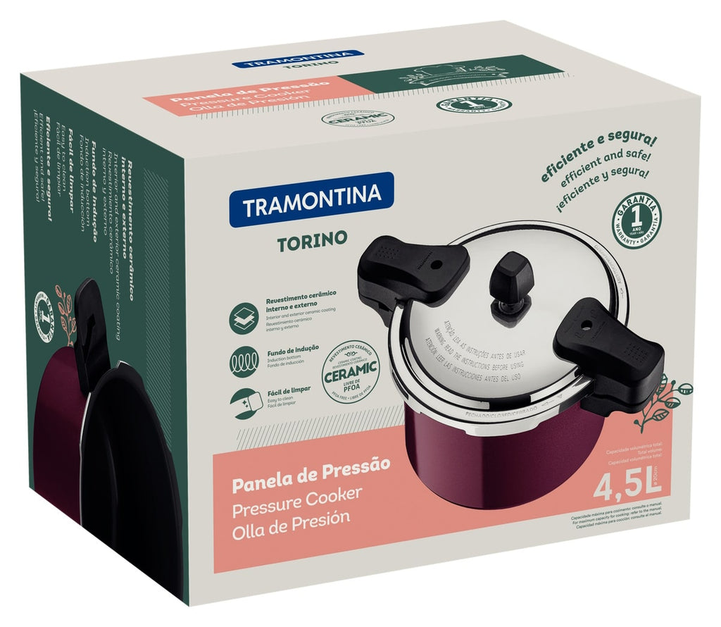 Panela de Pressão Tramontina Torino 4,5L Indução Vermelho Framboesa