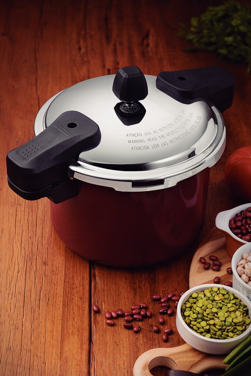 Panela de Pressão Tramontina Torino 4,5L Indução Vermelho Framboesa