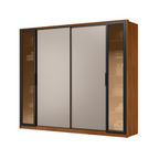 Roupeiro Laredo Demóbile 267cm 4 Portas 4 Gavetas Flex Nogueira/Nude