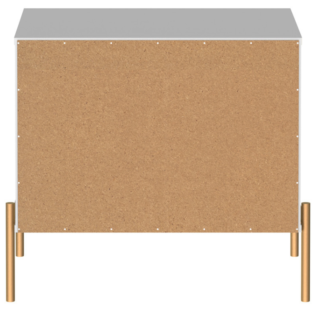 Mesa de Cabeceira Jasper Província 2 Gavetas Branco com Dourado