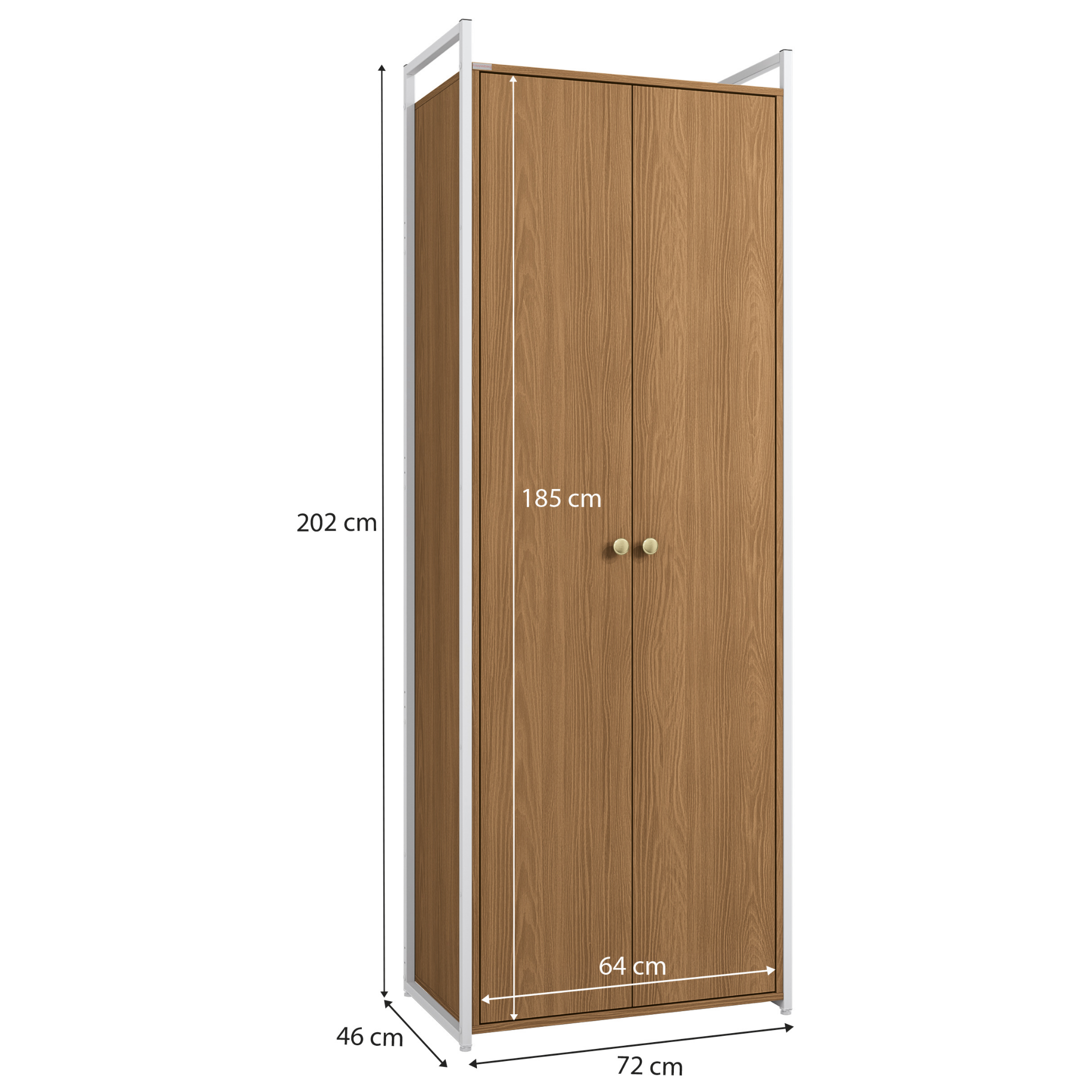 Armário Industrial Closet LI052 Kappesberg 72cm 2 Portas Canela e Branco