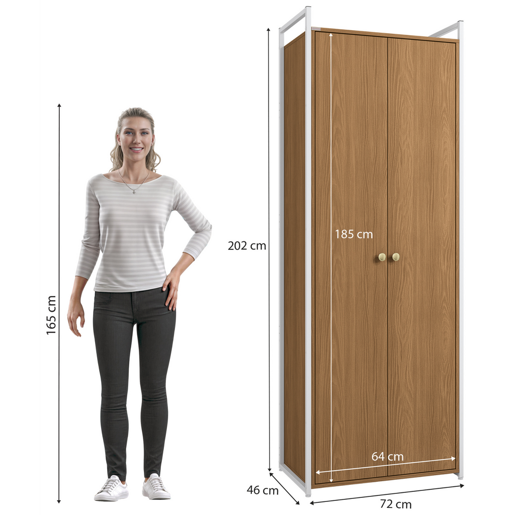 Armário Industrial Closet LI052 Kappesberg 72cm 2 Portas Canela e Branco